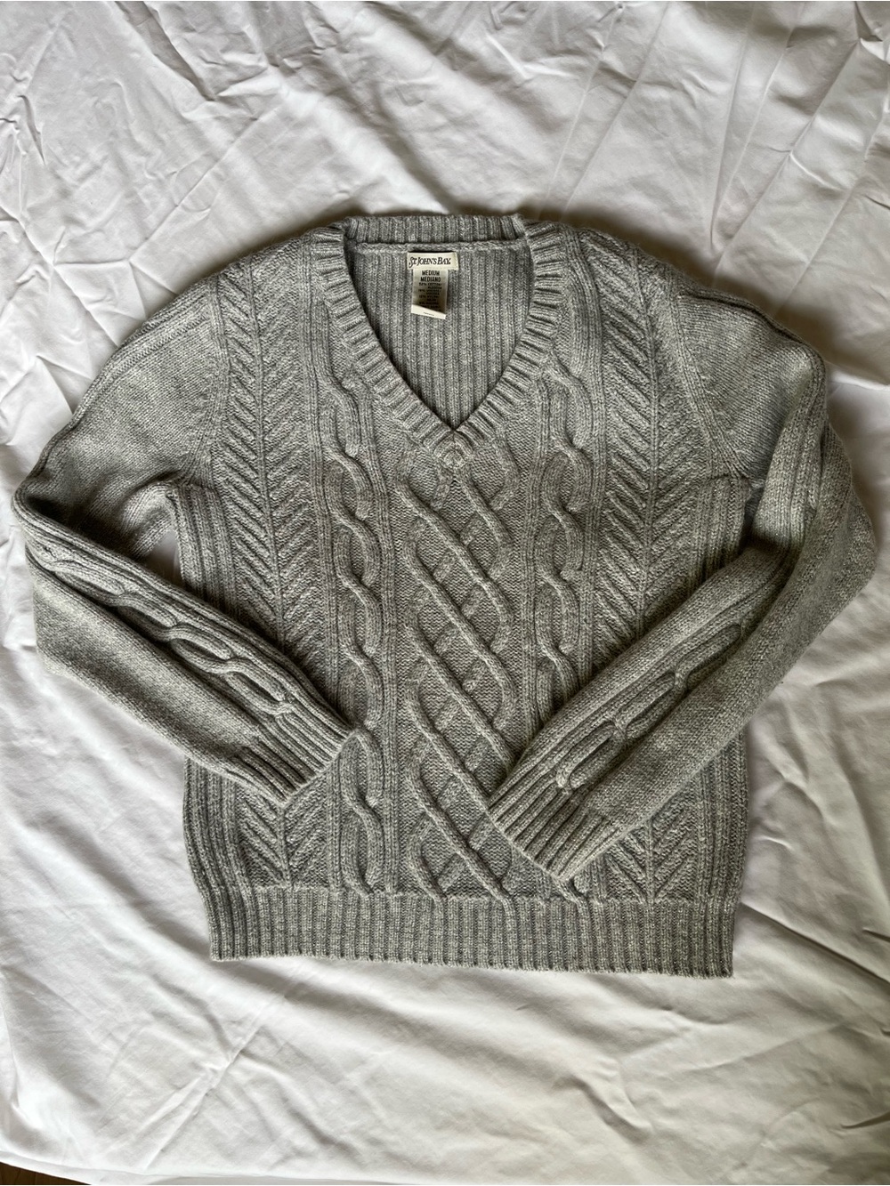 V-Neck preppy sparkly Cable Knit Sweater - Gray